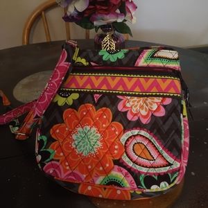 Vera Bradley Crossbody - Blk/Pink/Orange Floral - small